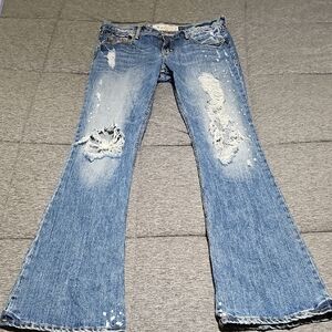 Hollister Flare Size 7 Distressed Blue Jeans
